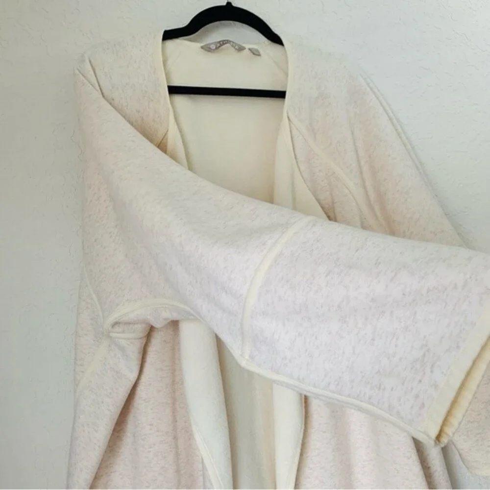 Athleta Cardigan Sweater Cozy Karma Wrap L Cream Open Front Oversized Minimalist